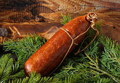 Превью Semi-smoked reindeer sausage with wild boar lard