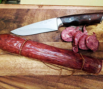 Raw smoked sausage from European Red Deer