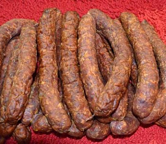 Boiled-smoked elk sausage
