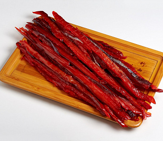 Pink salmon sticks "premium" (sliced, salted and dried fish)