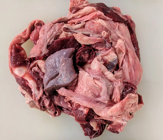 Trimmed ostrich meat for dogs